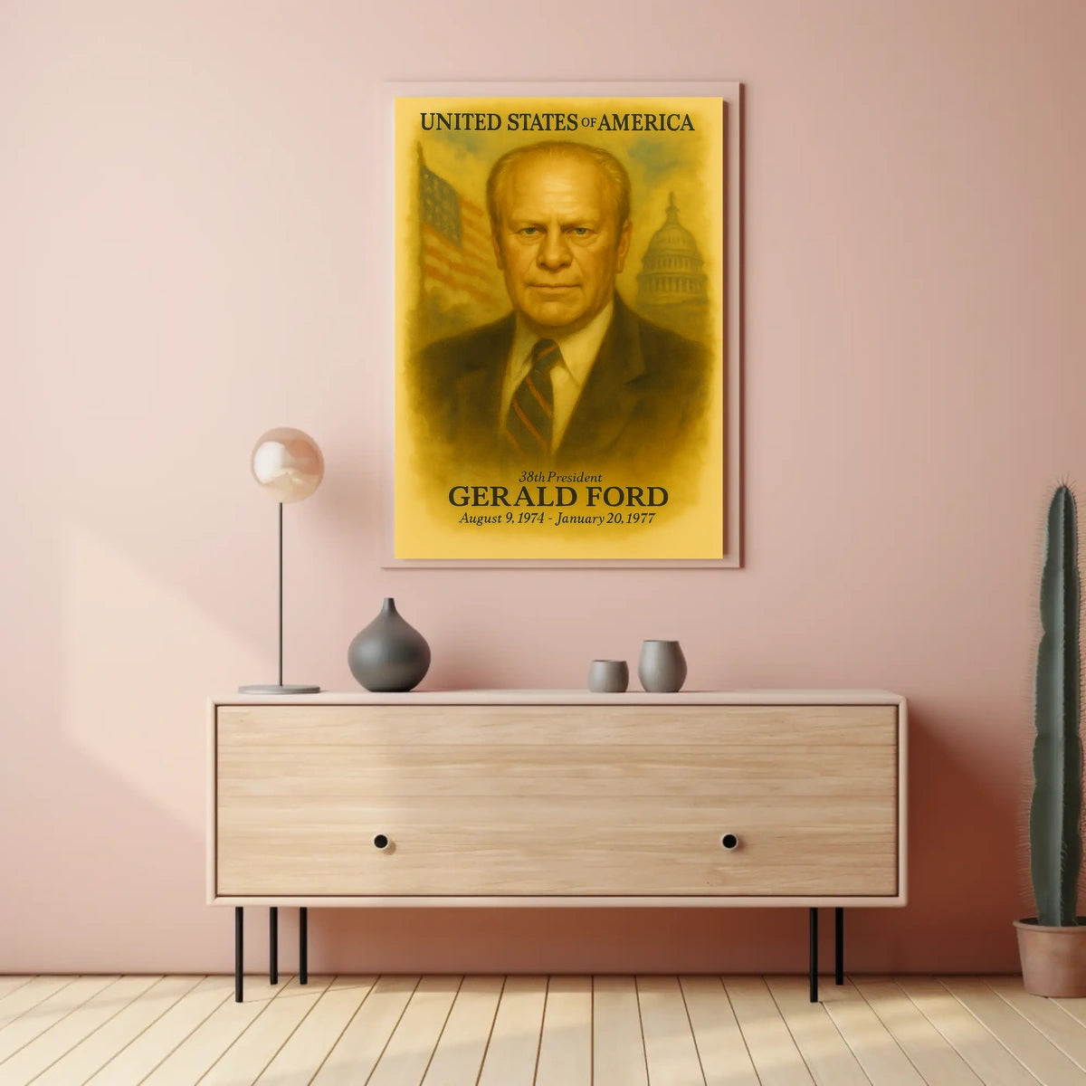 Gerald Ford 38th President of the United States Vintage Watercolor Poster