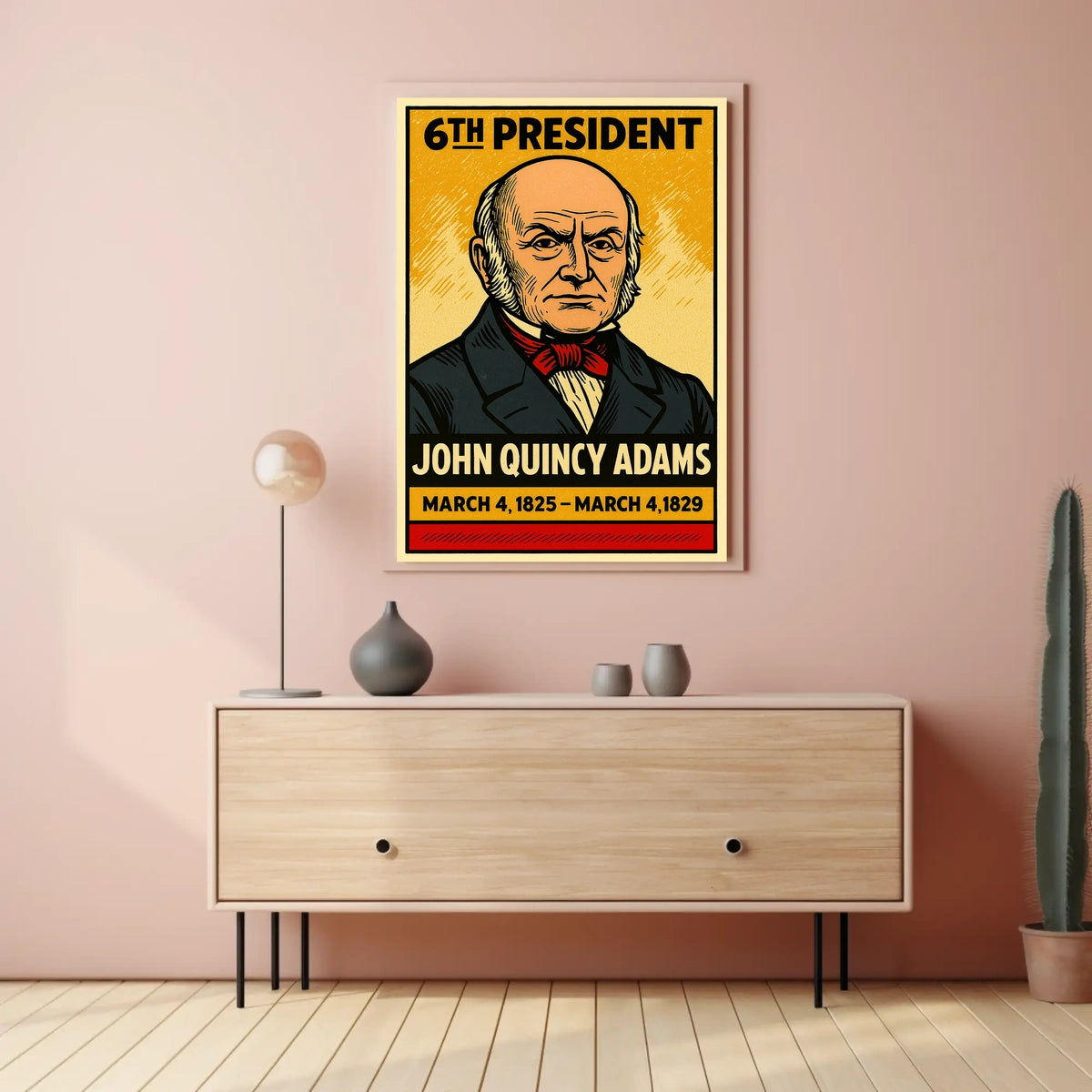 John Quincy Adams 6th President of the United States Inked Comic Style Poster