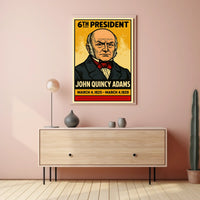 John Quincy Adams 6th President of the United States Inked Comic Style Poster