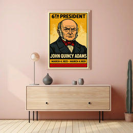 John Quincy Adams 6th President of the United States Inked Comic Style Poster