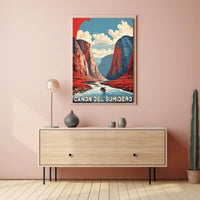 Sumidero Canyon Adventure Vintage Travel Poster