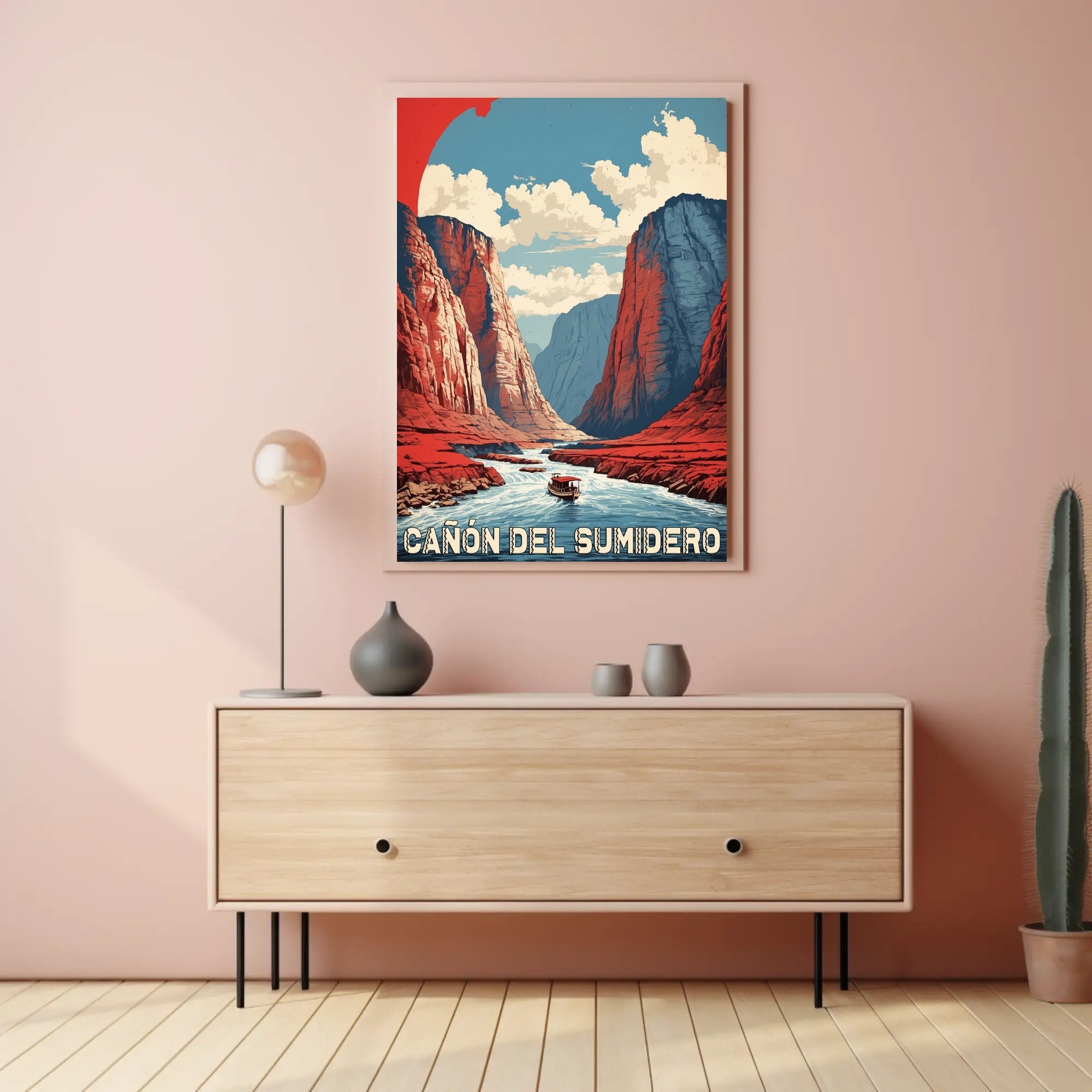 Sumidero Canyon Adventure Vintage Travel Poster