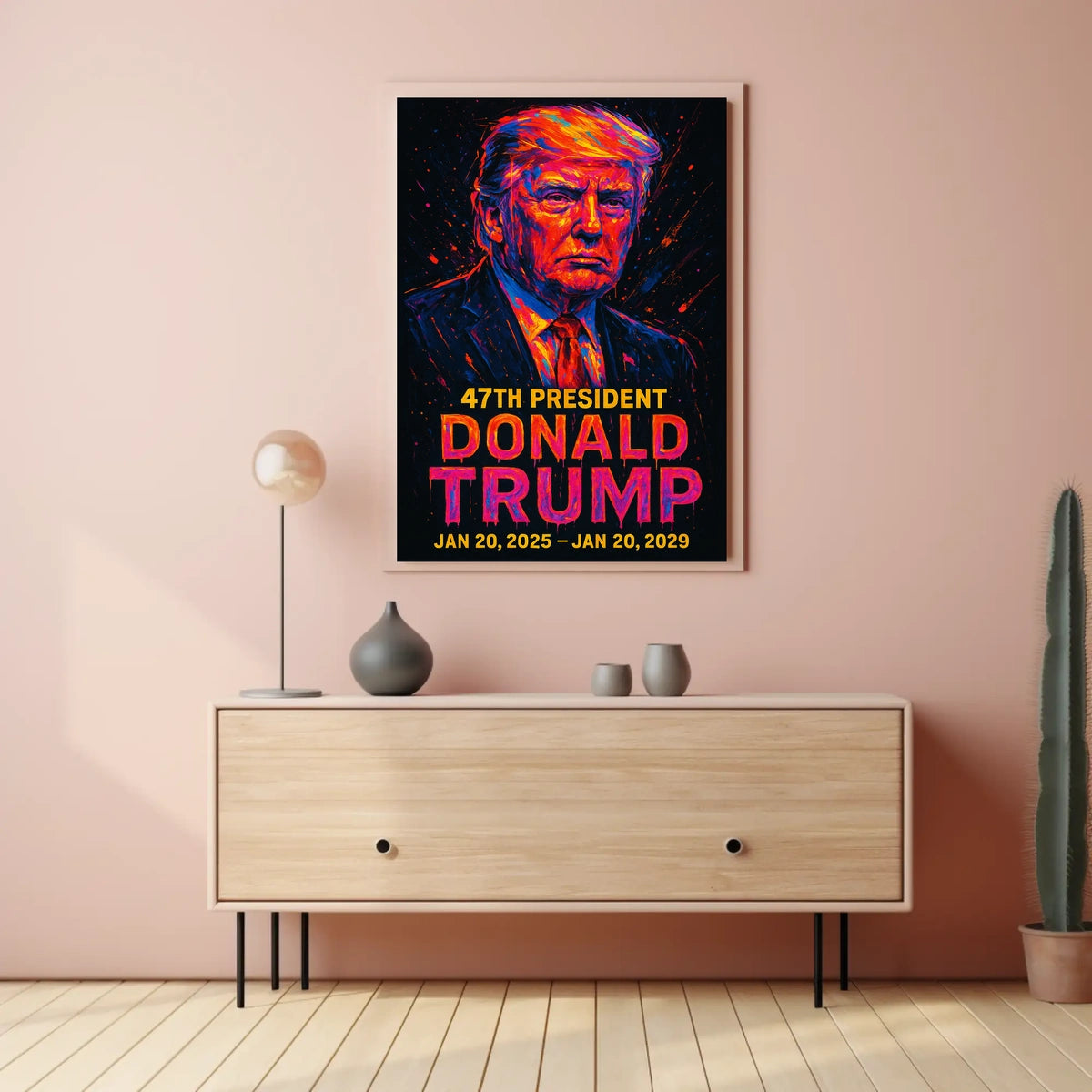 Trump Modern Resolve Neon Futurism Poster