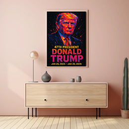 Trump Modern Resolve Neon Futurism Poster