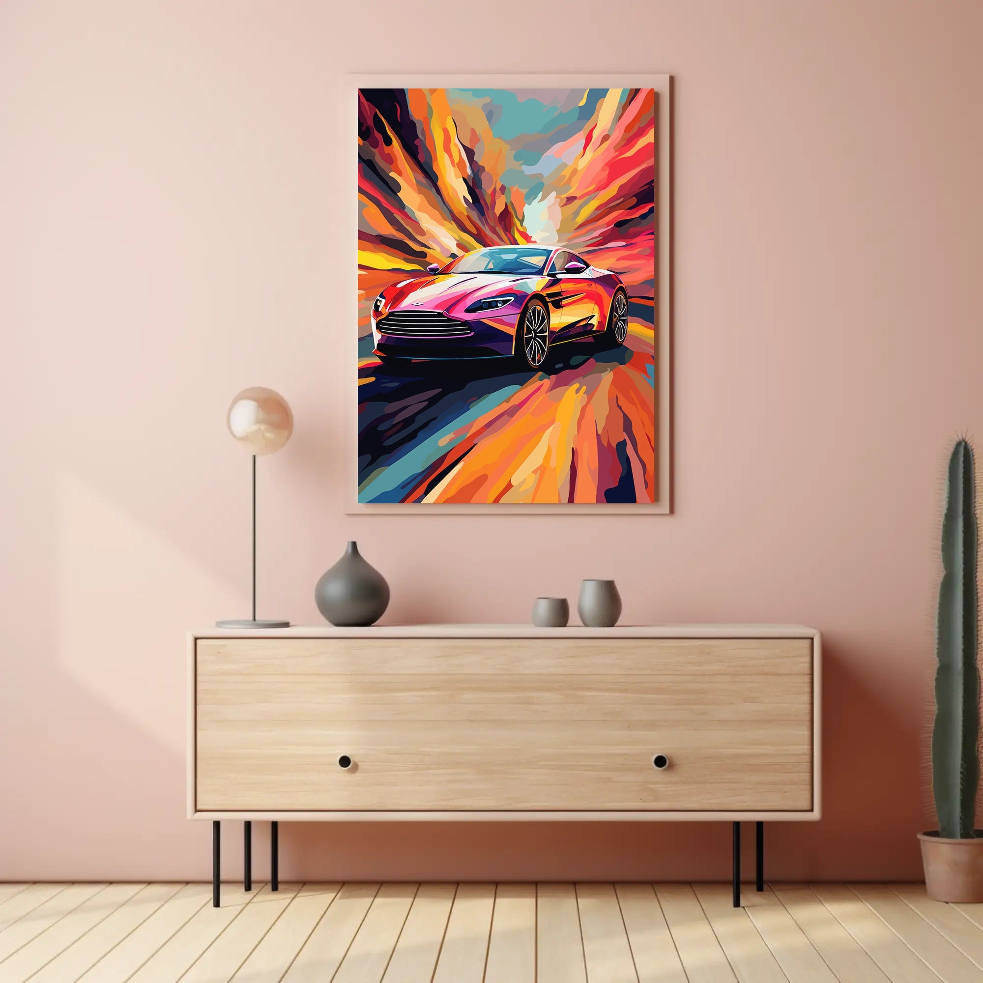 Luxury Speed: Vibrant Pop Art Sports Car Poster
