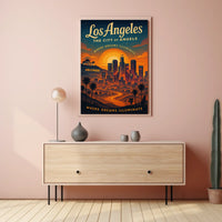 Los Angeles Dreams Illuminate Vintage Art Poster