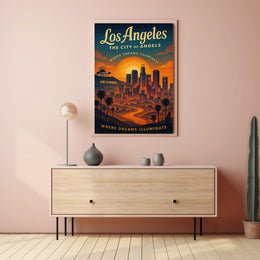Los Angeles Dreams Illuminate Vintage Art Poster