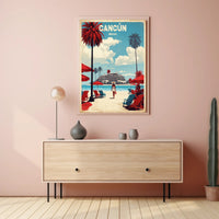 Cancún Retro Beach Travel Poster