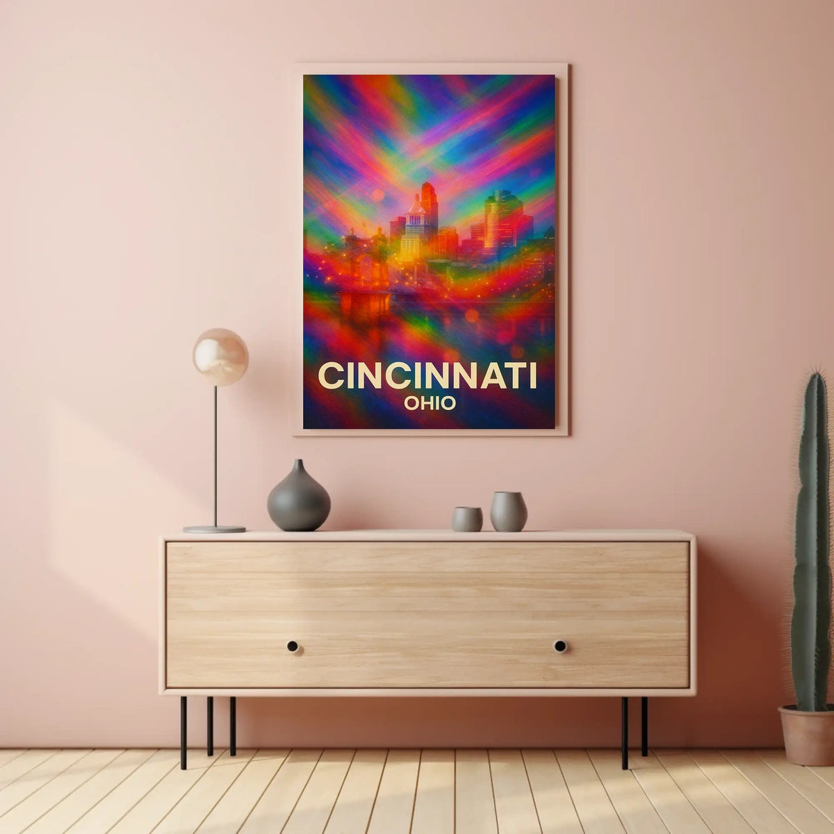 Vibrant Cincinnati Pop Art Wanderlust Poster