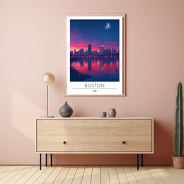Boston Twilight: Modern Cityscape Art Poster