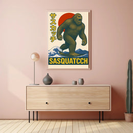 Sasquatch in Retro Style Poster PosterGoat