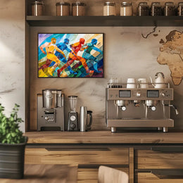 Dynamic Abstract Athletes: Vibrant Geometric Art Poster
