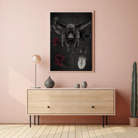 Dark Surreal Fox with Insects Artistic Poster PosterGoat
