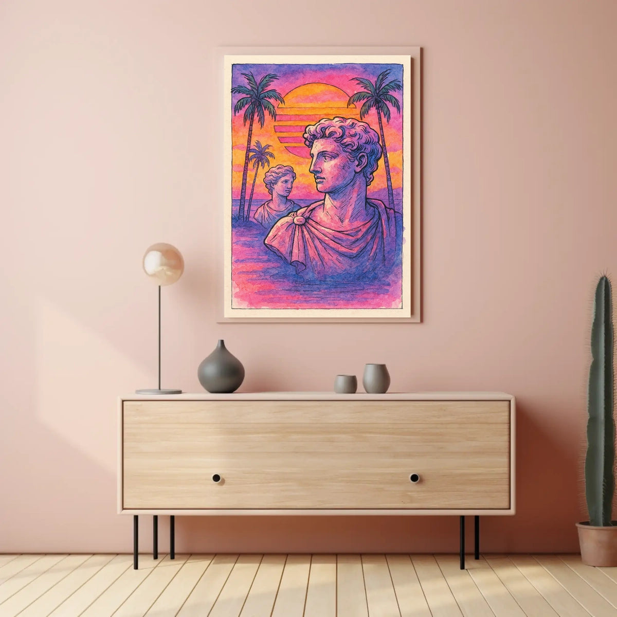 Classical Meets Modern Retro-Futurism in Artistic Poster