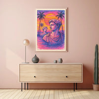 Classical Meets Modern Retro-Futurism in Artistic Poster