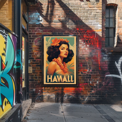 Hawaii Vintage Travel Poster
