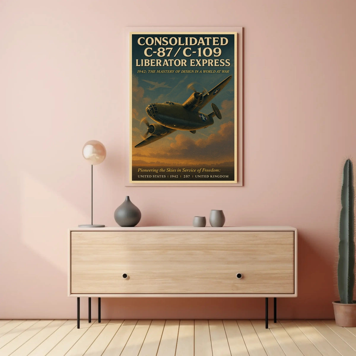 Vintage WWII Liberator Express Aviation Art Poster