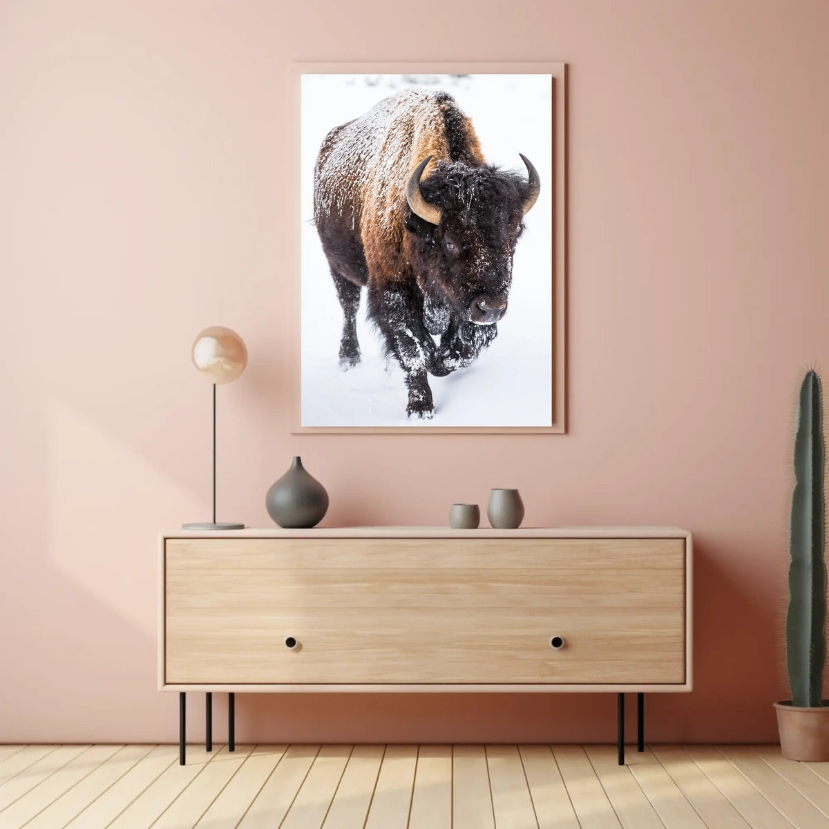 Majestic Bison in Snowy Wilderness Art Print