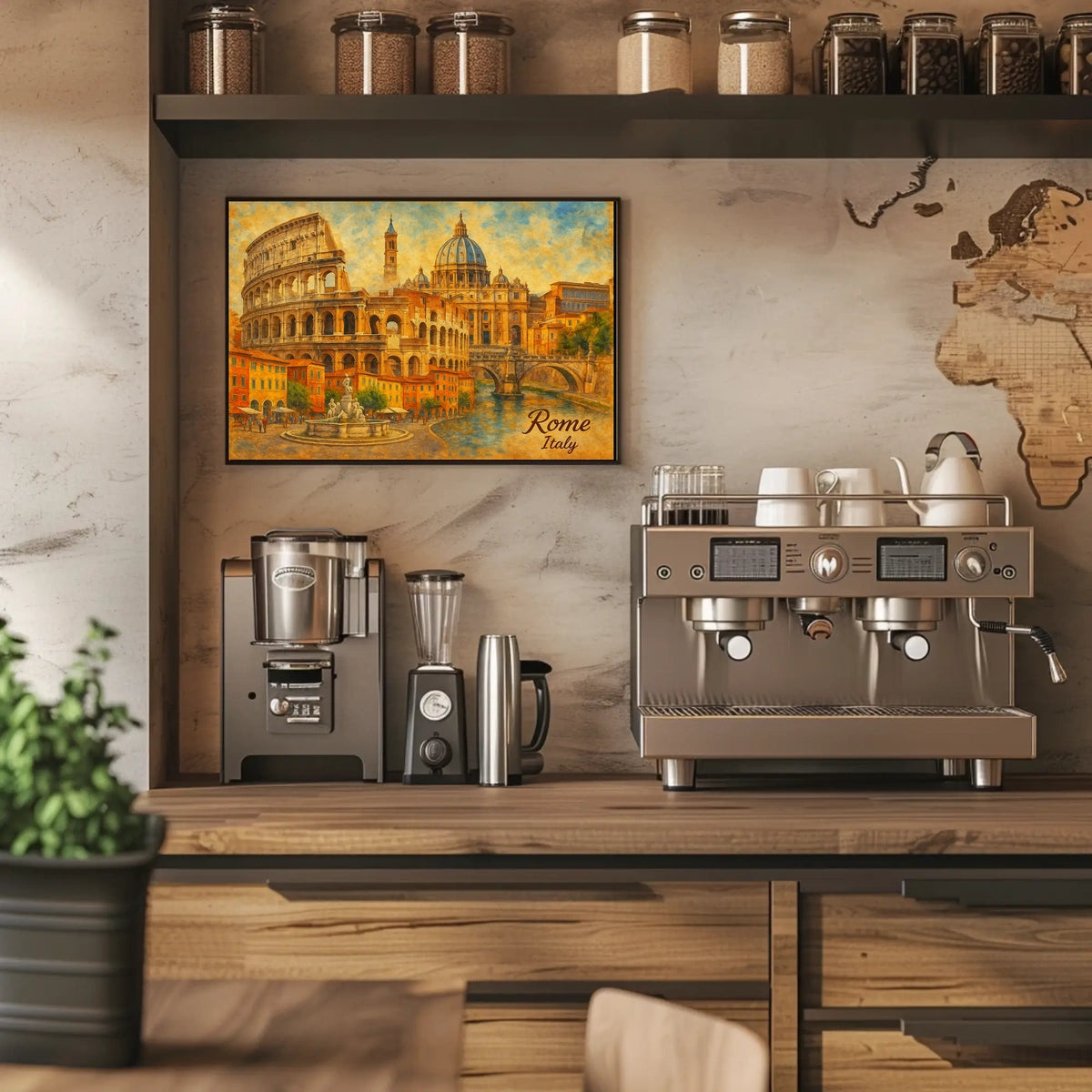 Rome Cityscape Italy Travel Watercolor Realism Heritage Architecture Wanderlust Decor Poster