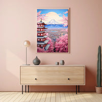 Traditional Pagoda with Cherry Blossoms Artful Cultural or Heritage Poster