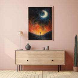 Stargazer's Dream: Surreal Cosmic Night Artistic Poster