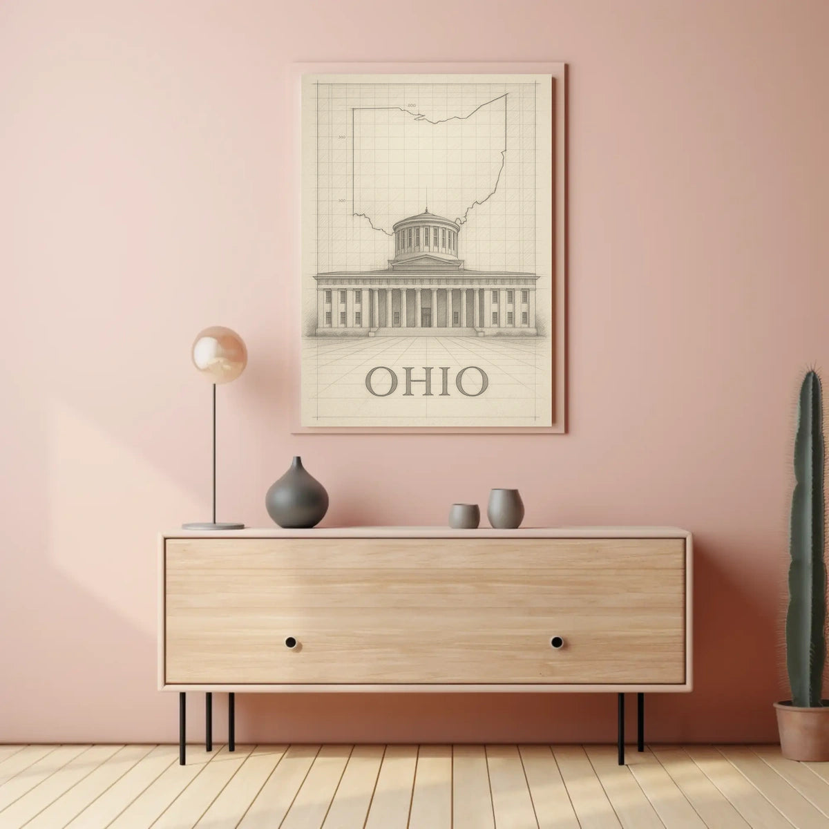 Ohio State Capitol Blueprint Poster