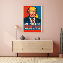 Trump Visionary Leadership Pop Art Portrait Bold Patriotic Wall Decor Collectible Statement Modern Vivid Display Poster