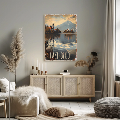 Lake Bled Island Church Reflection Travel Poster