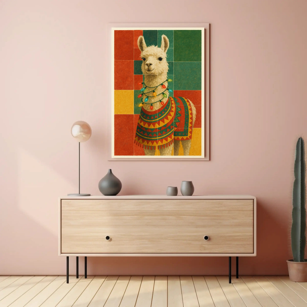 Festive Llama Portrait Poster