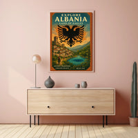 Albania Scenic Landscape Vintage Architecture Traditions Poster