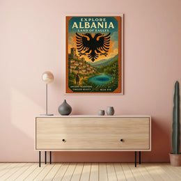 Albania Scenic Landscape Vintage Architecture Traditions Poster