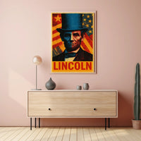 Lincoln Pop Art Poster Celebrating Historical and Presidential Icons
