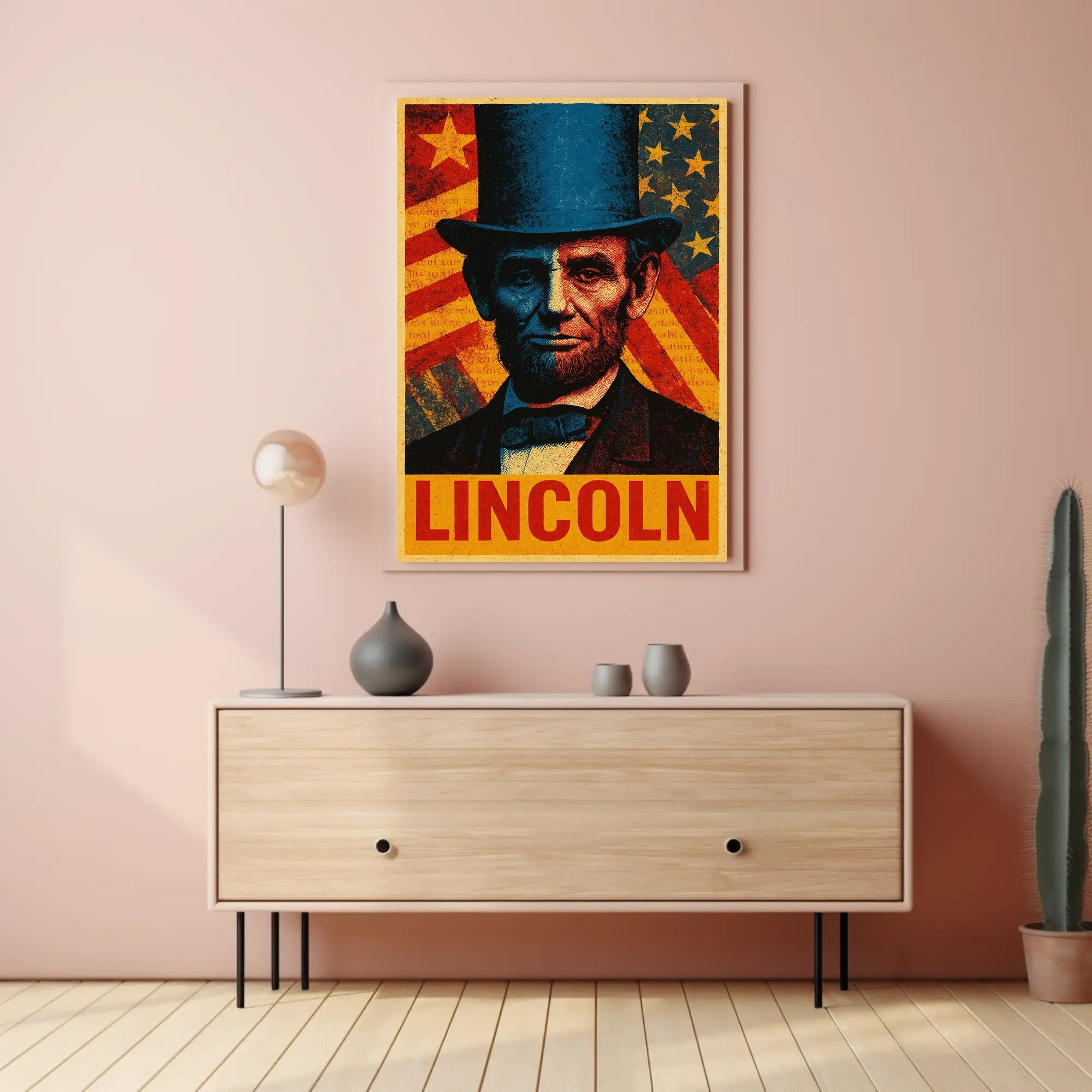 Lincoln Pop Art Poster Celebrating Historical and Presidential Icons