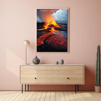Hawaii Volcano Eruption Poster Travel Wall Art