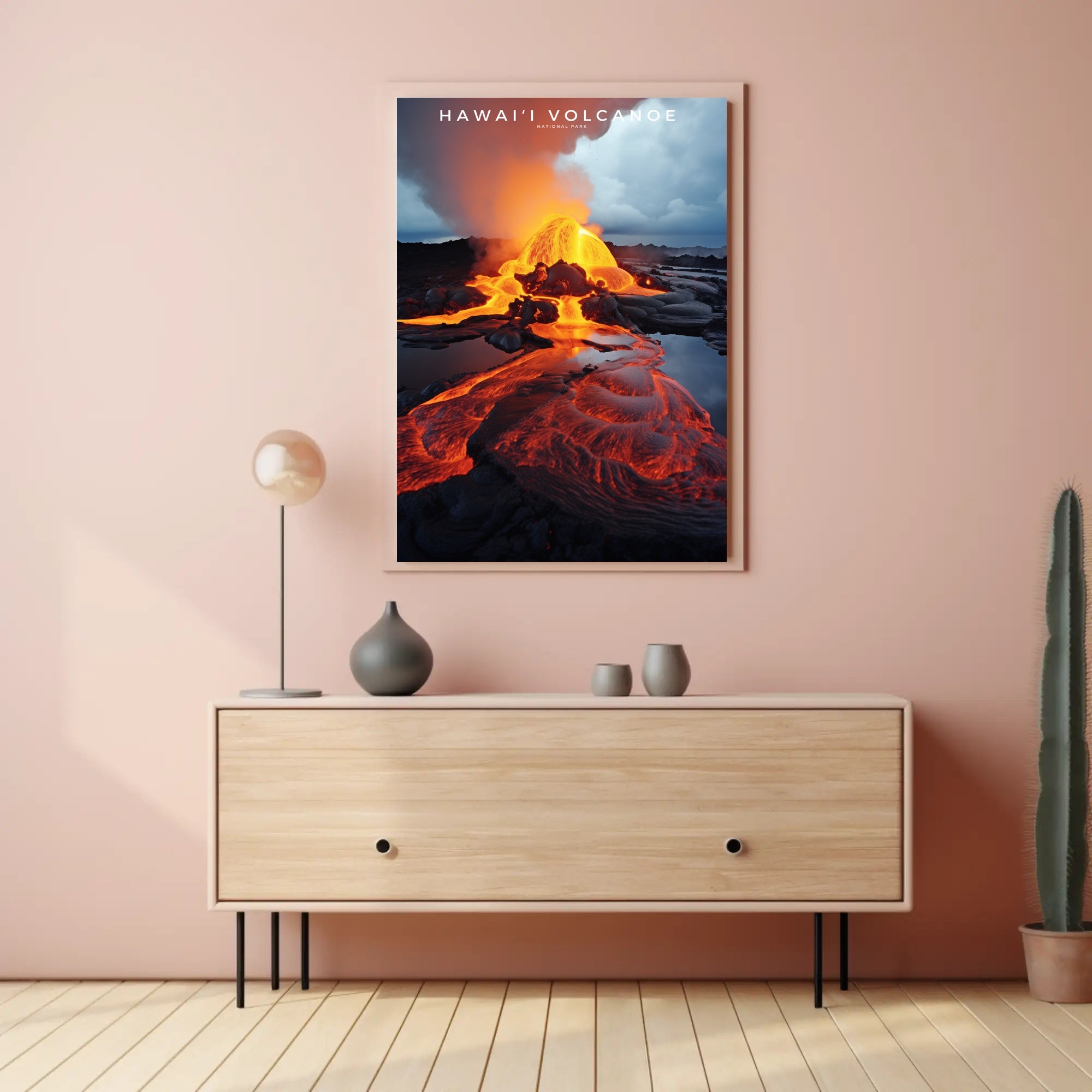 Hawaii Volcano Eruption Poster Travel Wall Art
