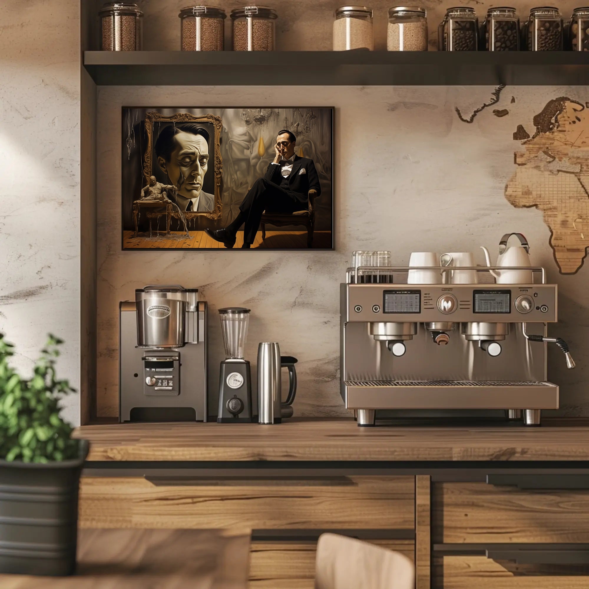 Introspective Vintage Scene in Dim Room Artistic Poster