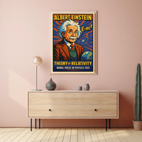 Albert Einstein Relativity Theory Timeless Cosmology Educational Vintage Science Decor Poster