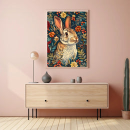 Enchanted Rabbit with Vibrant Flowers Animal Poster