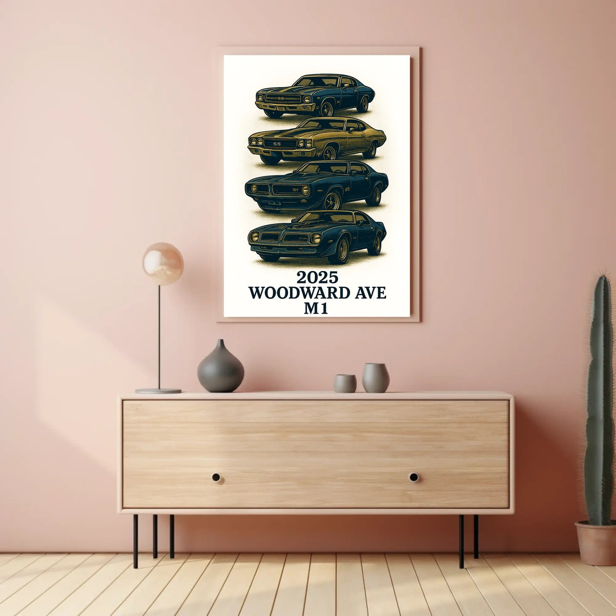 Classic Cars on Woodward Ave Poster