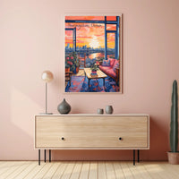 Guangzhou Sunset Cityscape with Cozy Interior Poster