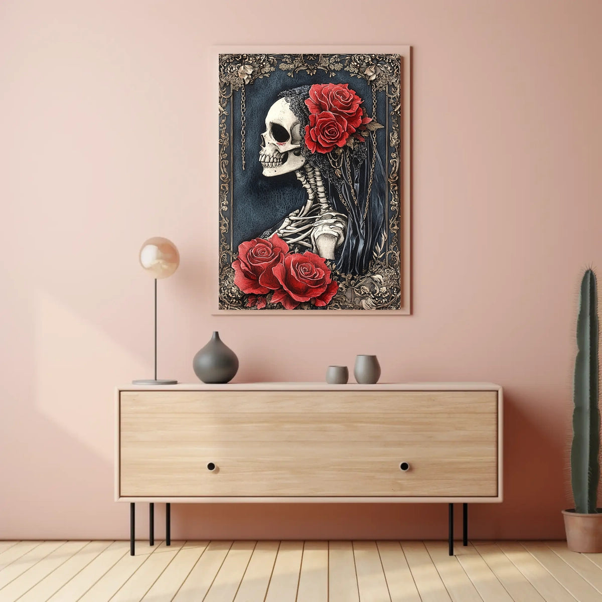 Skeleton with Roses Day of the Dead Heritage Poster