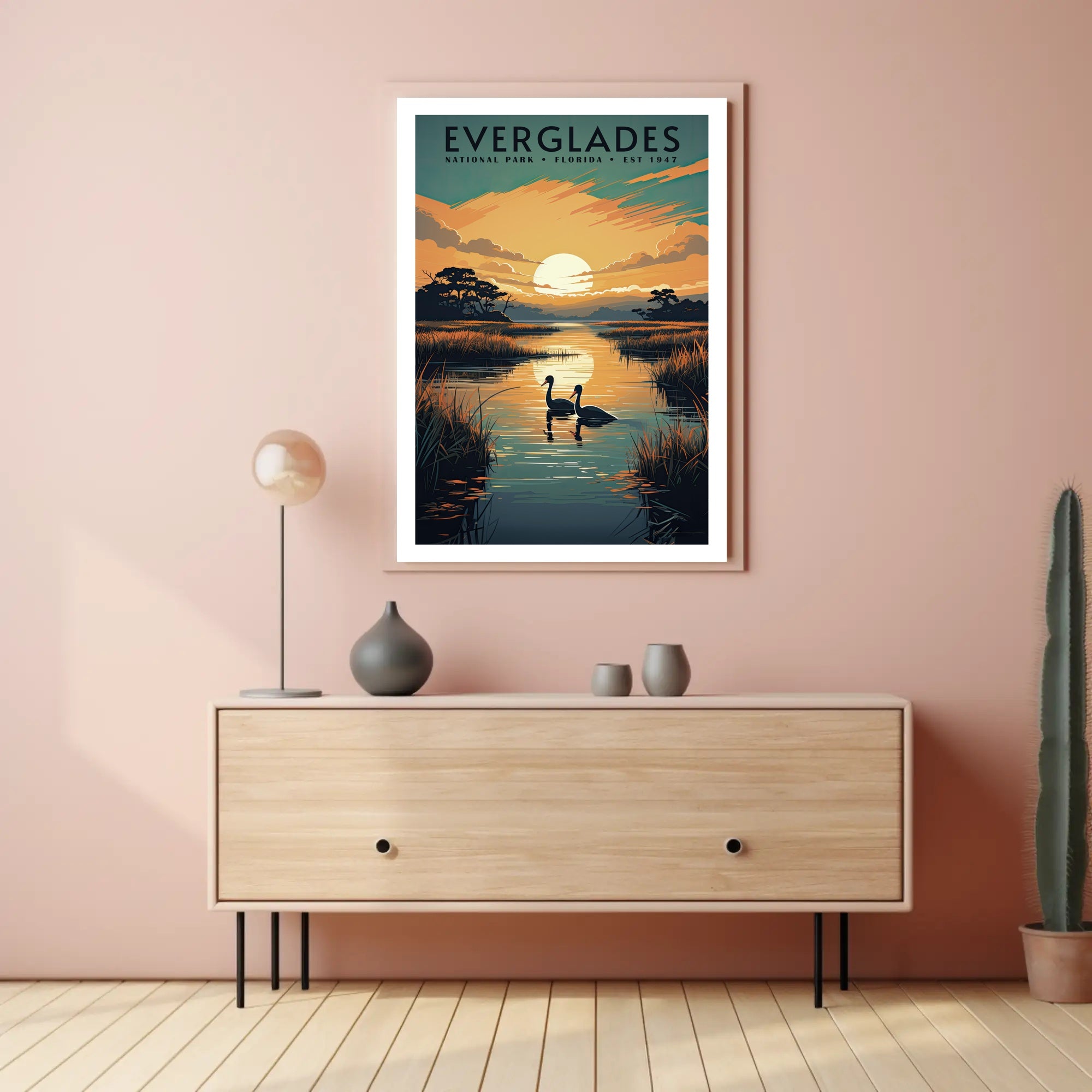 Everglades Sunset Poster Travel Wall Art Print
