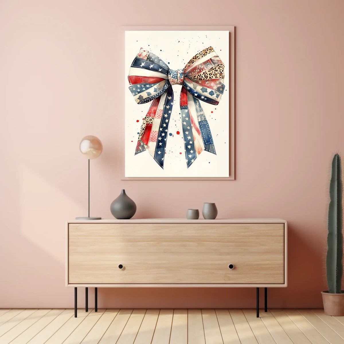 Patriotic Large Coquette Bow Wall Art American Flag Poster