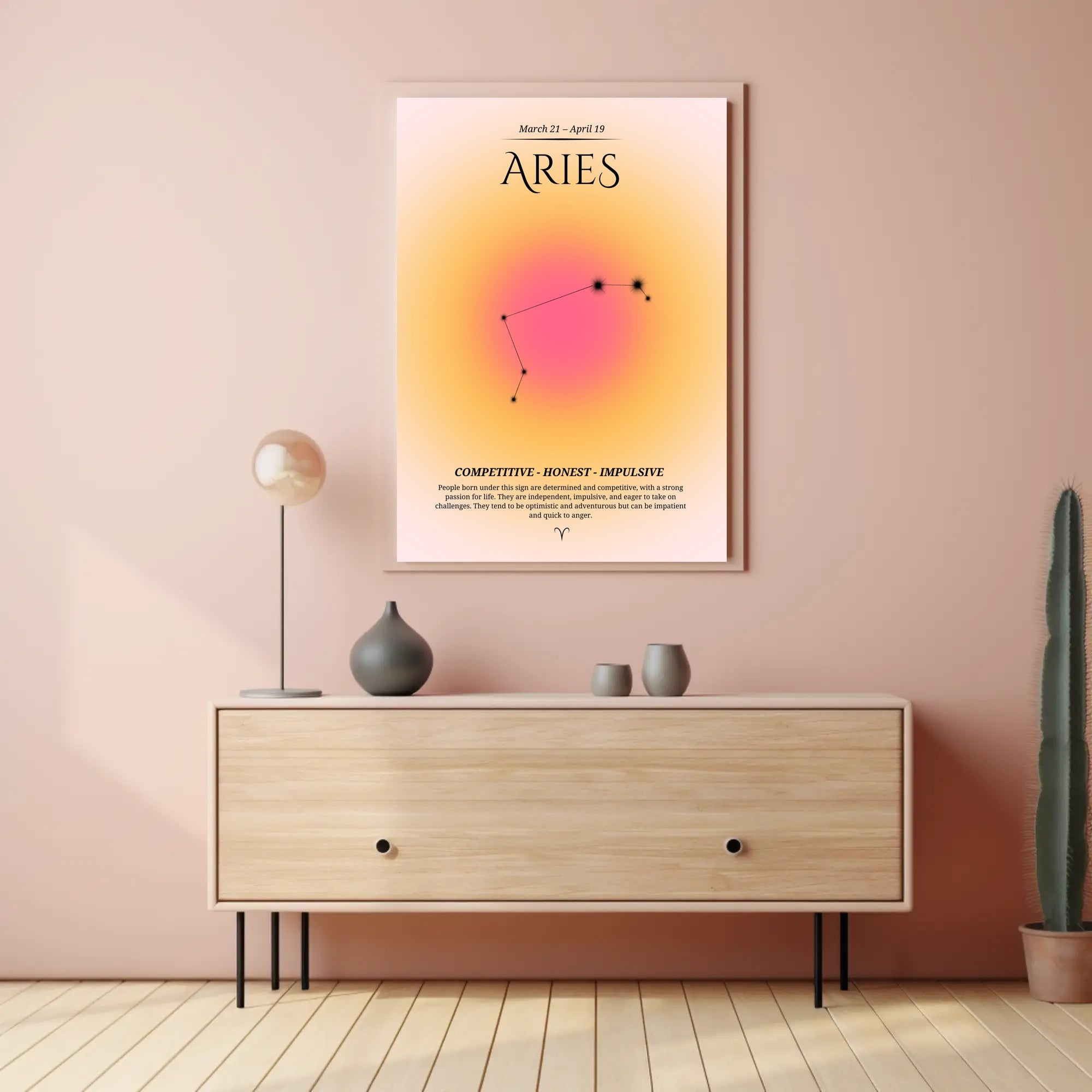 Aries Zodiac Celestial Constellation Artwork Poster PosterGoat