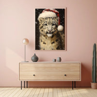 Festive Snow Leopard Poster