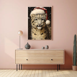 Festive Snow Leopard Poster