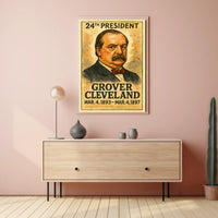 Grover Cleveland 24th President of the United States Exaggerated Cartoon Sketch Poster