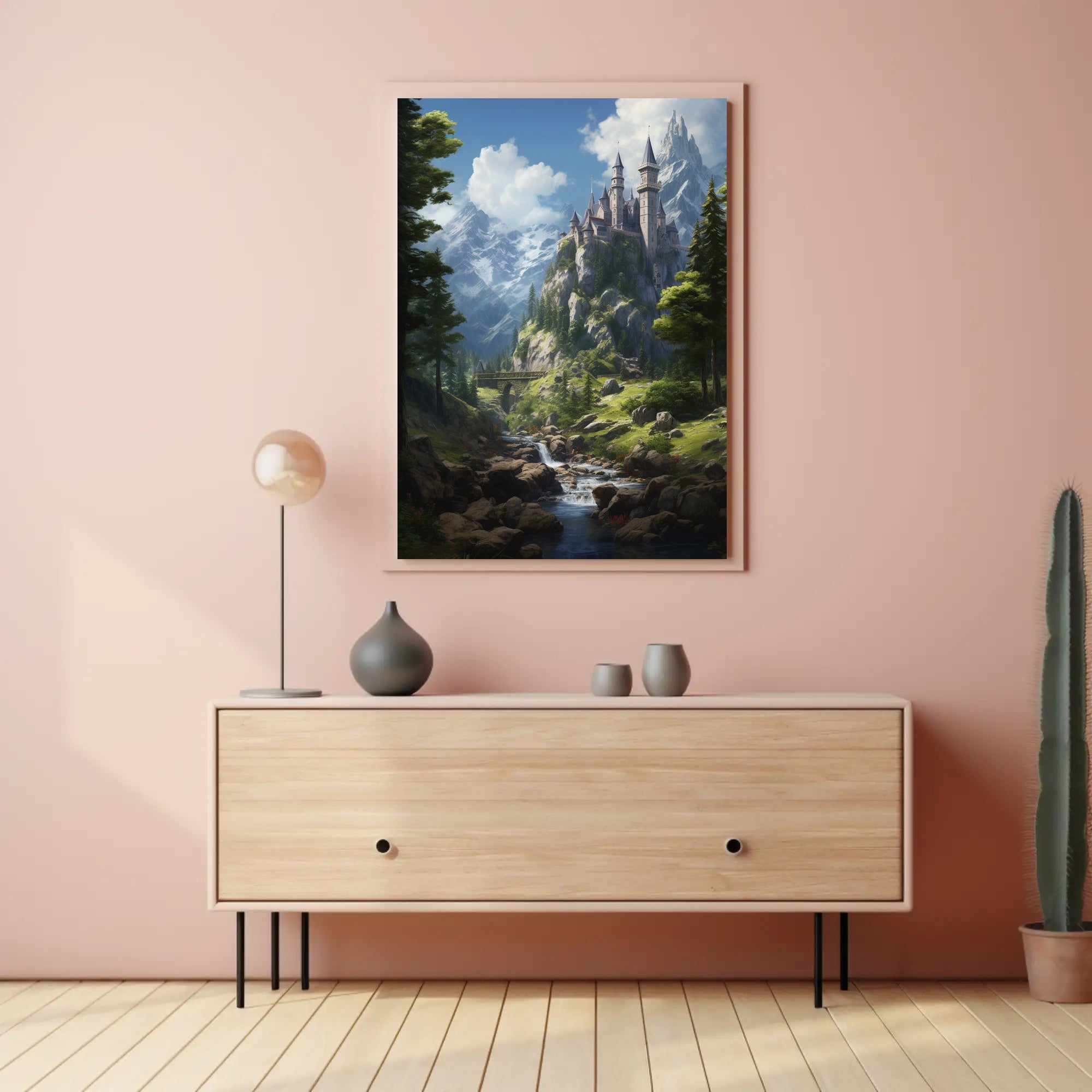 Enchanting Castle Landscape Fantasy Art Print - Artistic Poster