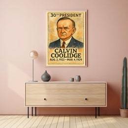 Calvin Coolidge Vintage Presidential Portrait Historical Poster