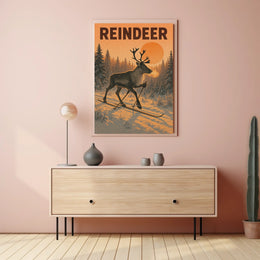 Reindeer On Skis Poster